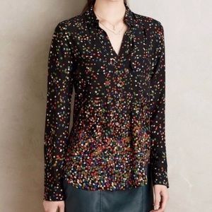 Anthropologie Maeve Wynwood Confetti Dot Blouse